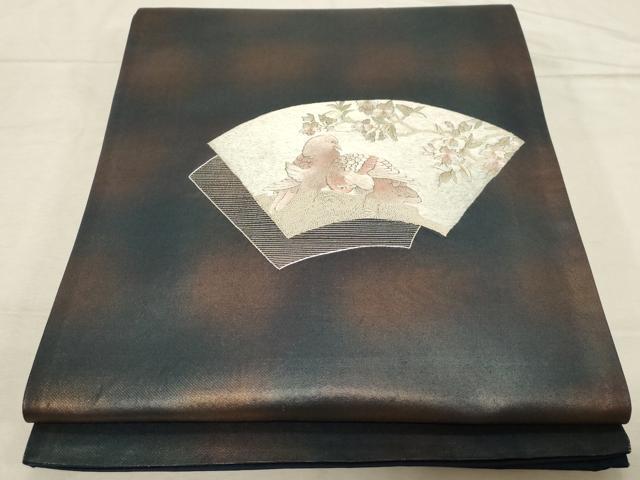 平和屋着物▼中国三大刺繍　相良刺繍　太鼓柄袋帯　地紙花鳥文　金銀糸　引箔　正絹　逸品　CABC8774dy