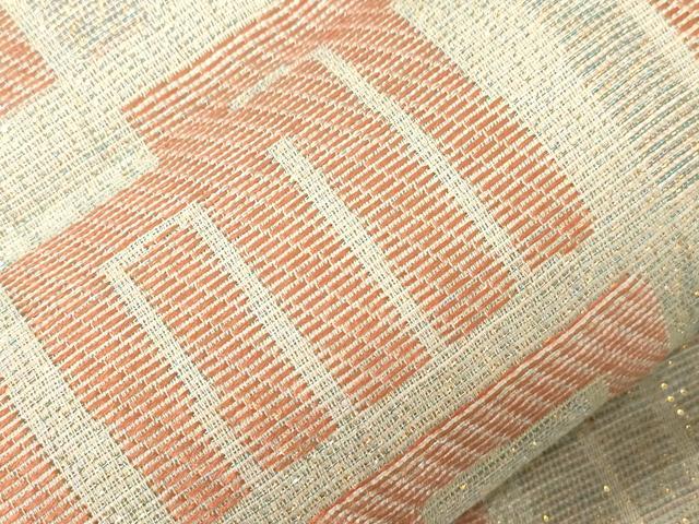 平和屋着物▽両面 六通柄袋帯 スリーシーズン 春夏秋 源氏香 金通し地 正絹 逸品 CABC8796dy