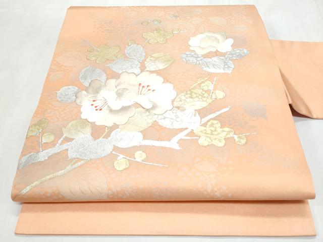 平和屋着物◎九寸名古屋帯　刺繍　枝花文　金銀糸　正絹　逸品　CABC8808fb