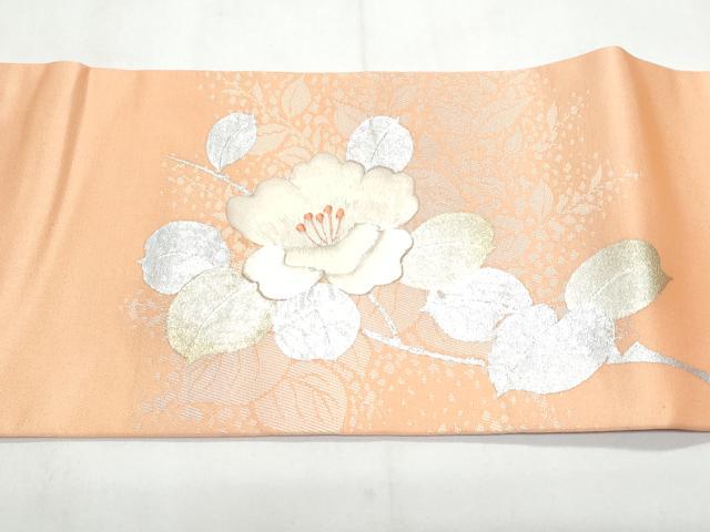 平和屋着物◎九寸名古屋帯　刺繍　枝花文　金銀糸　正絹　逸品　CABC8808fb