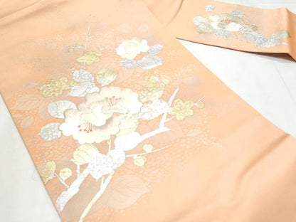 平和屋着物◎九寸名古屋帯　刺繍　枝花文　金銀糸　正絹　逸品　CABC8808fb