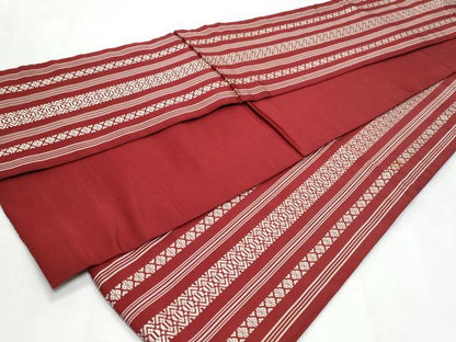 平和屋着物◎本場筑前博多織　半幅帯　献上　葡萄色　正絹　逸品　CABC8815fb