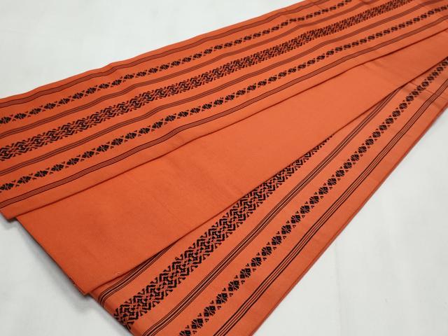 平和屋着物◎本場筑前博多織　半幅帯　献上　樺色　正絹　逸品　CABC8817fb