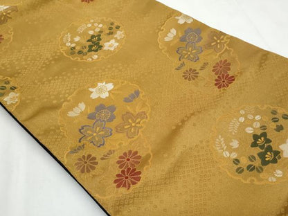 平和屋着物◎全通柄袋帯　雪輪草花文　CABC8828fb