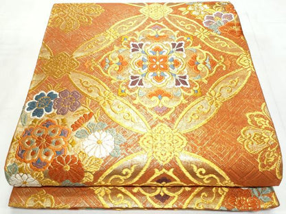 平和屋着物◎六通柄袋帯　唐織　七宝正倉院花文　金糸　正絹　逸品　CABC8829fb