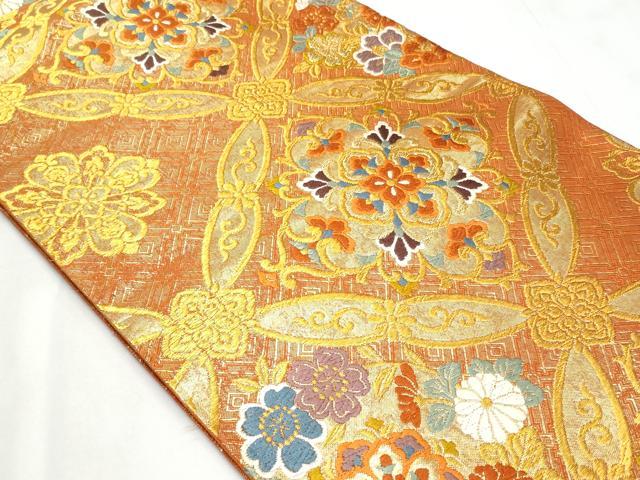 平和屋着物◎六通柄袋帯　唐織　七宝正倉院花文　金糸　正絹　逸品　CABC8829fb