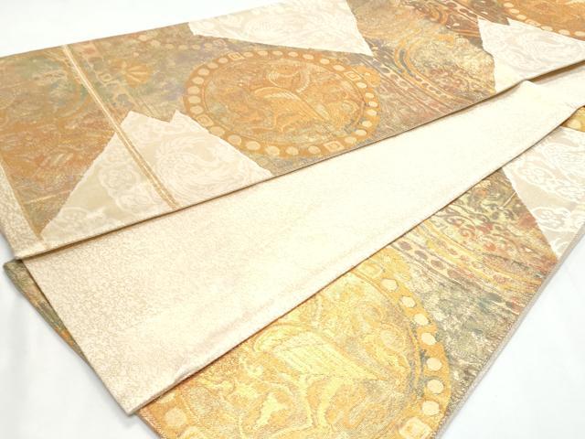 平和屋着物◎六通柄袋帯　狩猟文　金糸　正絹　逸品　CABC8830fb