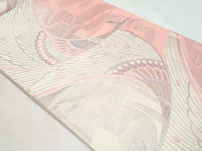 平和屋着物◎六通柄袋帯　唐織　孔雀　銀糸　正絹　逸品　CABC8834fb