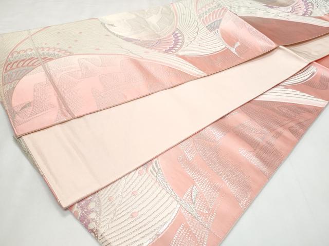 平和屋着物◎六通柄袋帯　唐織　孔雀　銀糸　正絹　逸品　CABC8834fb