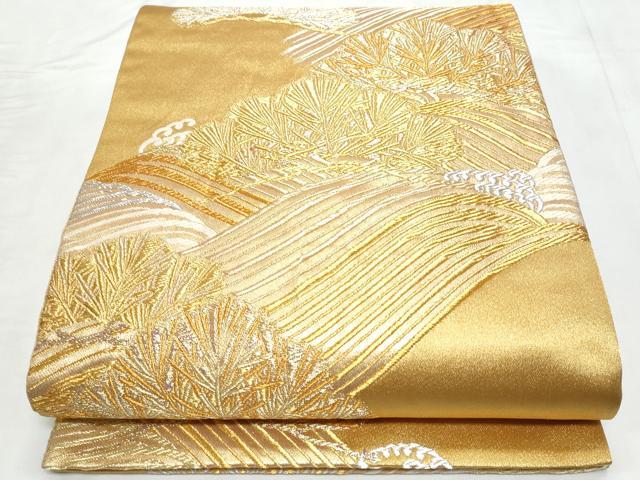 平和屋着物◎六通柄袋帯　唐織　立波松葉文　金銀糸　正絹　逸品　CABC8840fb