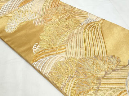 平和屋着物◎六通柄袋帯　唐織　立波松葉文　金銀糸　正絹　逸品　CABC8840fb