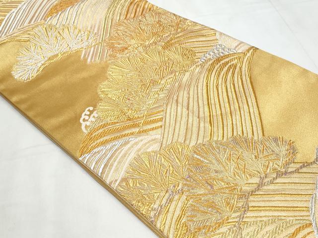 平和屋着物◎六通柄袋帯　唐織　立波松葉文　金銀糸　正絹　逸品　CABC8840fb
