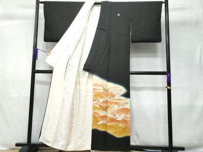平和屋着物■豪華黒留袖 飛鶴文 暈し染め 金彩 正絹 逸品 CABC8859fb