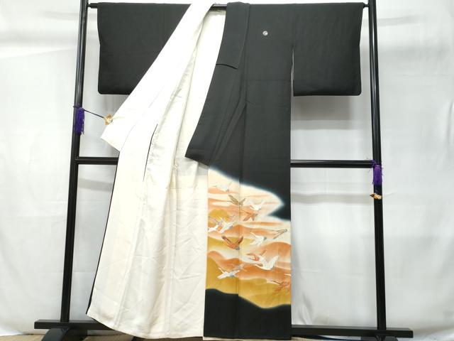 平和屋着物■豪華黒留袖 飛鶴文 暈し染め 金彩 正絹 逸品 CABC8859fb
