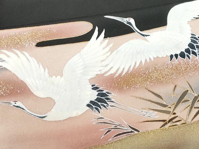 平和屋着物■豪華黒留袖 刺繍 立波飛鶴枝松文 暈し染め 金彩 正絹 逸品 CABC8860fb