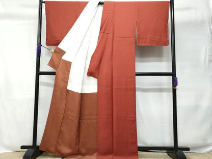 平和屋着物■上質な色無地　蘇芳色　正絹　逸品　未使用　CABC8862fb