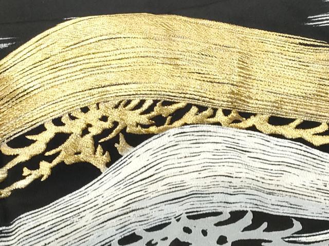 平和屋着物■豪華黒留袖 総刺繍 枝松文 金銀糸 正絹 逸品 CABC8869fb