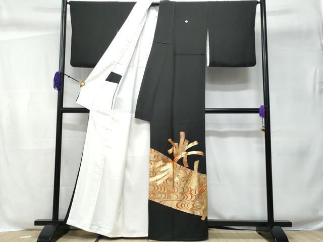 平和屋着物■豪華黒留袖 駒刺繍 束ね熨斗 金彩 正絹 逸品 CABC8870fb