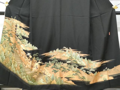 平和屋着物■豪華黒留袖 作家物 名所風景文 正絹 逸品 CABC8873fb