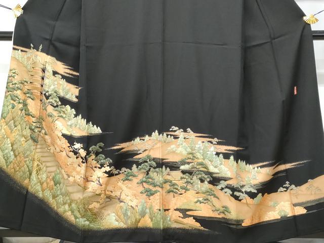 平和屋着物■豪華黒留袖 作家物 名所風景文 正絹 逸品 CABC8873fb