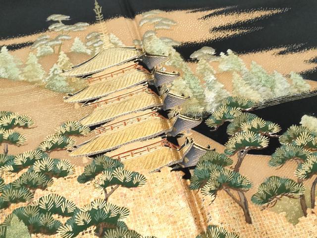 平和屋着物■豪華黒留袖 作家物 名所風景文 正絹 逸品 CABC8873fb