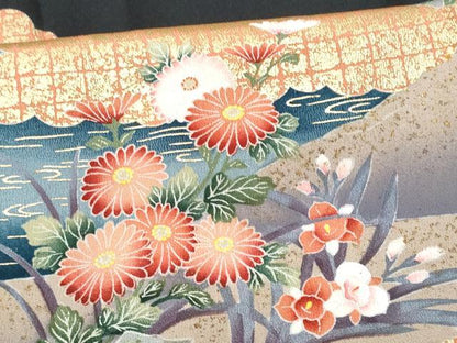 平和屋着物■豪華黒留袖 作家物 刺繍 尾長鳥屏風花文 金彩 正絹 逸品 CABC8894fb