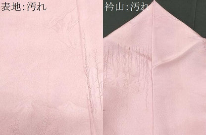 平和屋着物■上質な色無地 鴇色 遠山樹林地紋 正絹 逸品 CABC8899fb