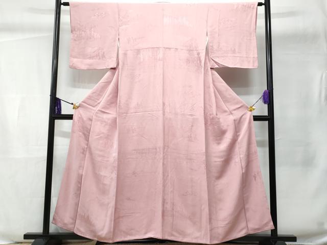 平和屋着物■上質な色無地 鴇色 遠山樹林地紋 正絹 逸品 CABC8899fb