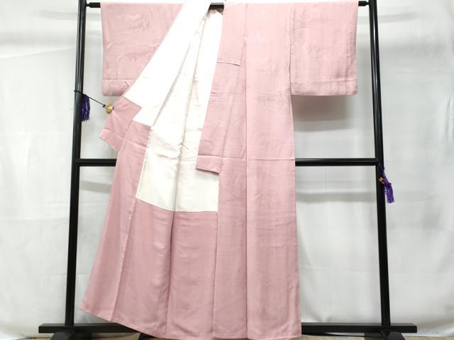 平和屋着物■上質な色無地 鴇色 遠山樹林地紋 正絹 逸品 CABC8899fb