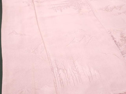 平和屋着物■上質な色無地 鴇色 遠山樹林地紋 正絹 逸品 CABC8899fb