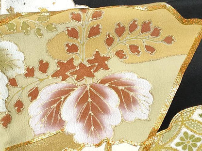 平和屋着物■豪華黒留袖 駒刺繍 雲取り扇面吉祥花文 金銀彩 正絹 逸品 CABC8903fb