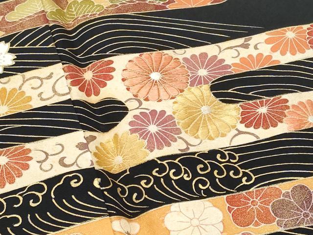平和屋着物■豪華黒留袖 刺繍 立波エ霞吉祥花文 金彩 正絹 逸品 CABC8926fb