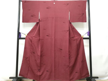 平和屋着物■上質な色無地　霞地紋　葡萄色　正絹　逸品　CABC8930fb