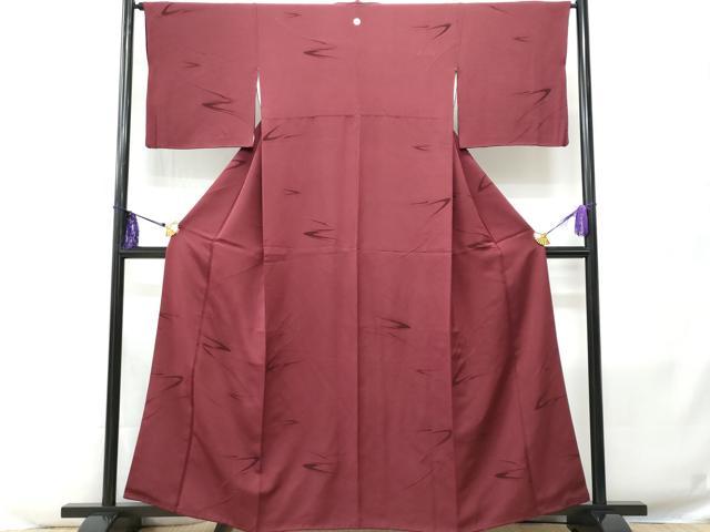 平和屋着物■上質な色無地　霞地紋　葡萄色　正絹　逸品　CABC8930fb