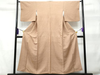 平和屋着物■上質な色無地　流水地紋　胡桃染色　正絹　逸品　CABC8932fb