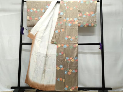平和屋着物■上質な小紋 絞り 舞花文 正絹 逸品 CABC8950fb