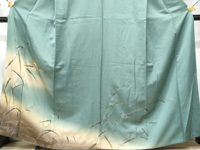 平和屋着物■訪問着 休み鳥 暈し染め 金彩 正絹 逸品 CABC8956fb