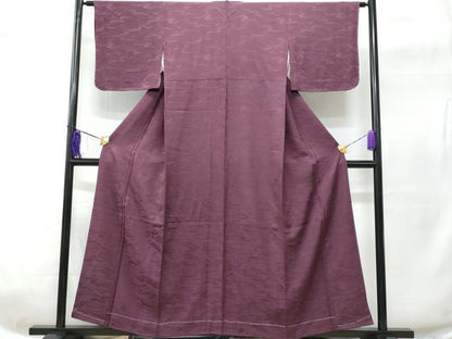 平和屋着物■上質な色無地 雲取り地紋 暗紅色 正絹 逸品 未使用 CABC8972fb