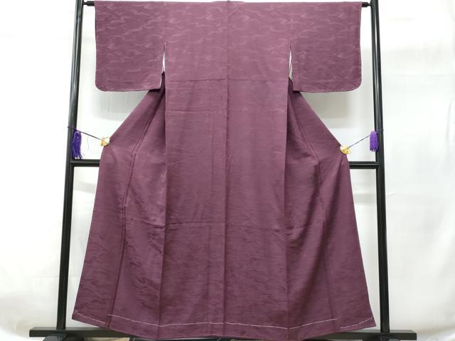 平和屋着物■上質な色無地 雲取り地紋 暗紅色 正絹 逸品 未使用 CABC8972fb