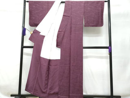 平和屋着物■上質な色無地 雲取り地紋 暗紅色 正絹 逸品 未使用 CABC8972fb
