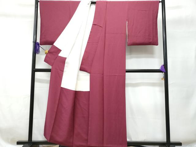 平和屋着物■上質な色無地 中紅色 正絹 逸品 CABC8975fb