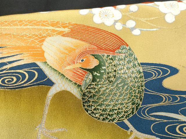 平和屋着物■豪華黒留袖 刺繍 尾長鳥流水松竹梅 金彩 正絹 逸品 CABC8983fb