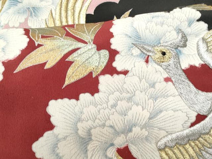 平和屋着物■豪華黒留袖　刺繍　鳳凰草花文　暈し染め　金彩　正絹　逸品　CABC8986fb