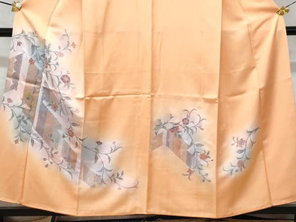 平和屋着物■訪問着　枝花文　暈し染め　銀彩　正絹　逸品　CABC8987fb