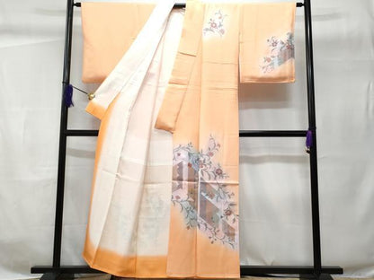 平和屋着物■訪問着　枝花文　暈し染め　銀彩　正絹　逸品　CABC8987fb