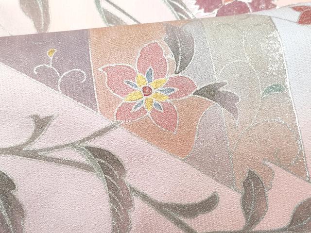 平和屋着物■訪問着　枝花文　暈し染め　銀彩　正絹　逸品　CABC8987fb
