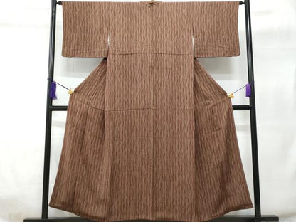 平和屋着物■上質な小紋　よろけ縞　鬼しぼ縮緬　正絹　逸品　CABC8990fb