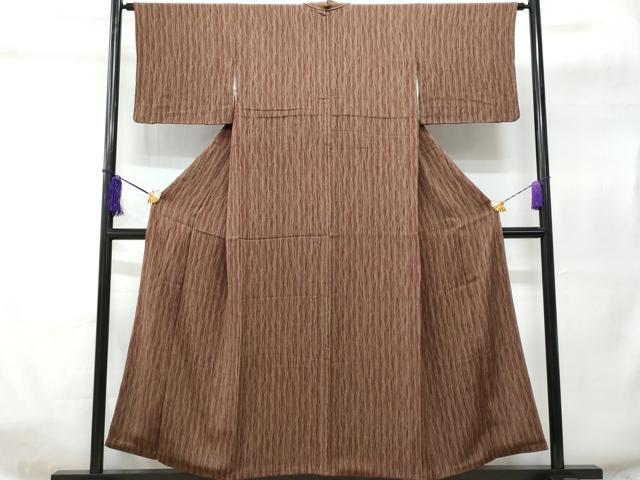 平和屋着物■上質な小紋　よろけ縞　鬼しぼ縮緬　正絹　逸品　CABC8990fb