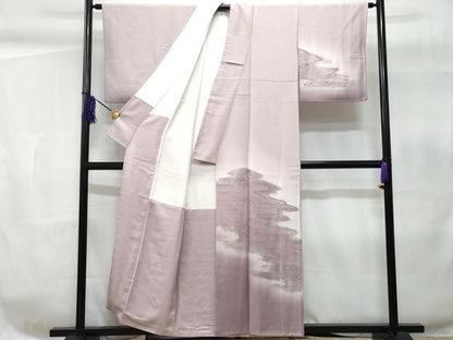 平和屋着物■訪問着　寿光織　立波文　銀彩　正絹　逸品　CABC8994fb