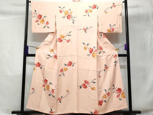 平和屋着物■上質な小紋　枝花文　正絹　逸品　CABC9073fb